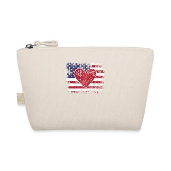 Valentinstag Amerikanische Flagge Rote Herzen US - Bio-Täschchen - Natur - Vorne