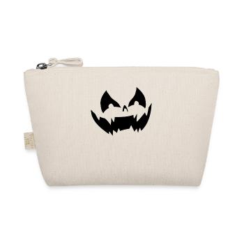 Creepy Jack O'Lantern Pumpkin Face Halloween - Organic Pouch - nature - Front