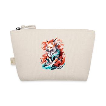 Waves of Fantasy: Elegant Japanese Kitsune Fox - Organic Pouch - nature - Front