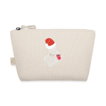 Skeleton Santa Claus Hat Coffee Drinking Funny - Organic Pouch - nature - Front