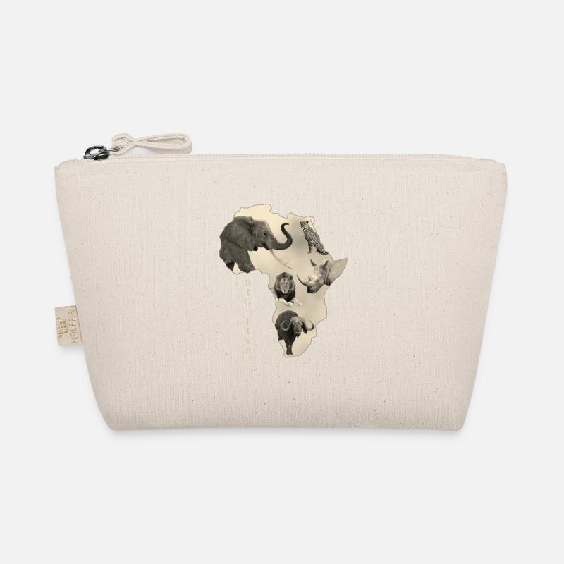 Afrika Big 5 - Elefant Löwe Leopard Büffel Rhino - Bio-Täschchen - Natur