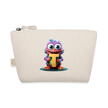 Colorful Monster with Letter T - Organic Pouch - nature - Front