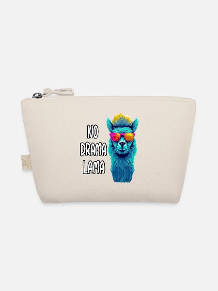 No Drama Lama mit Sonnenbrille Neon Alpaka - Bio-Täschchen - Natur - Vorne