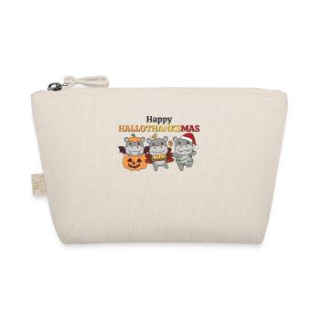 Happy Hallothanksmas Hippo Weihnachts Hippos - Bio-Täschchen - Natur - Vorne