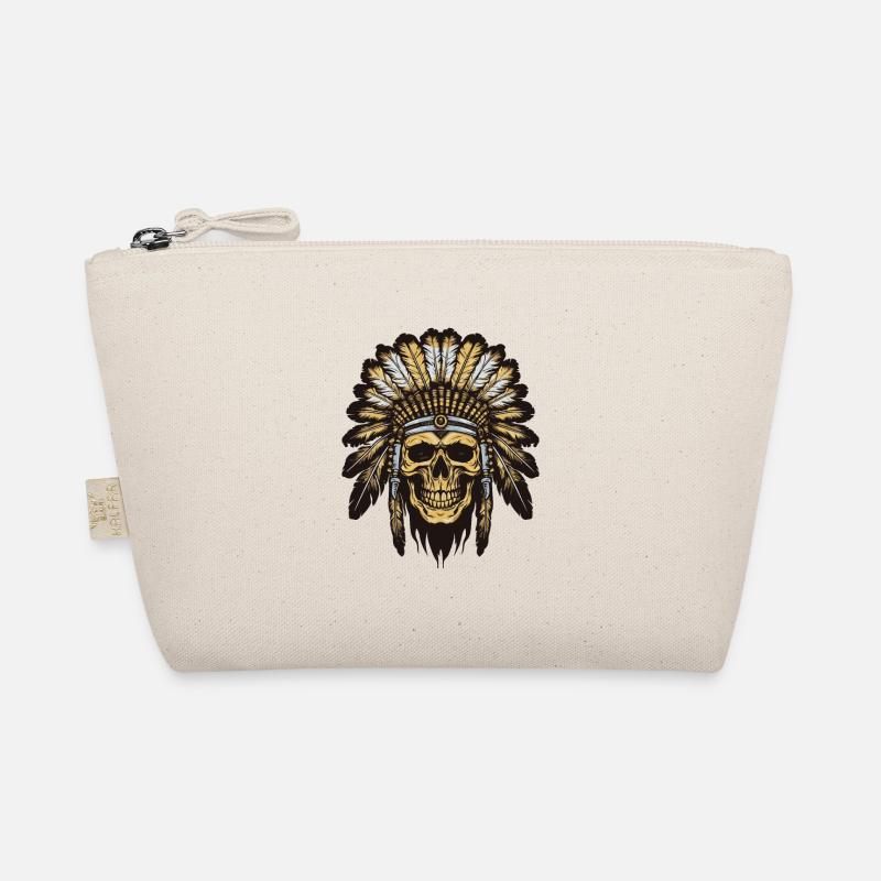 Apache Indian Chief Skull Organic Pouch
