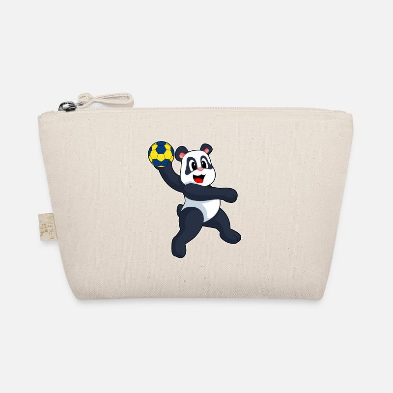 Panda Handballspieler Handball - Bio-Täschchen - Natur