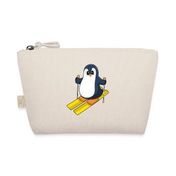 Pinguin Skifahrer Ski Wintersport - Bio-Täschchen - Natur - Vorne