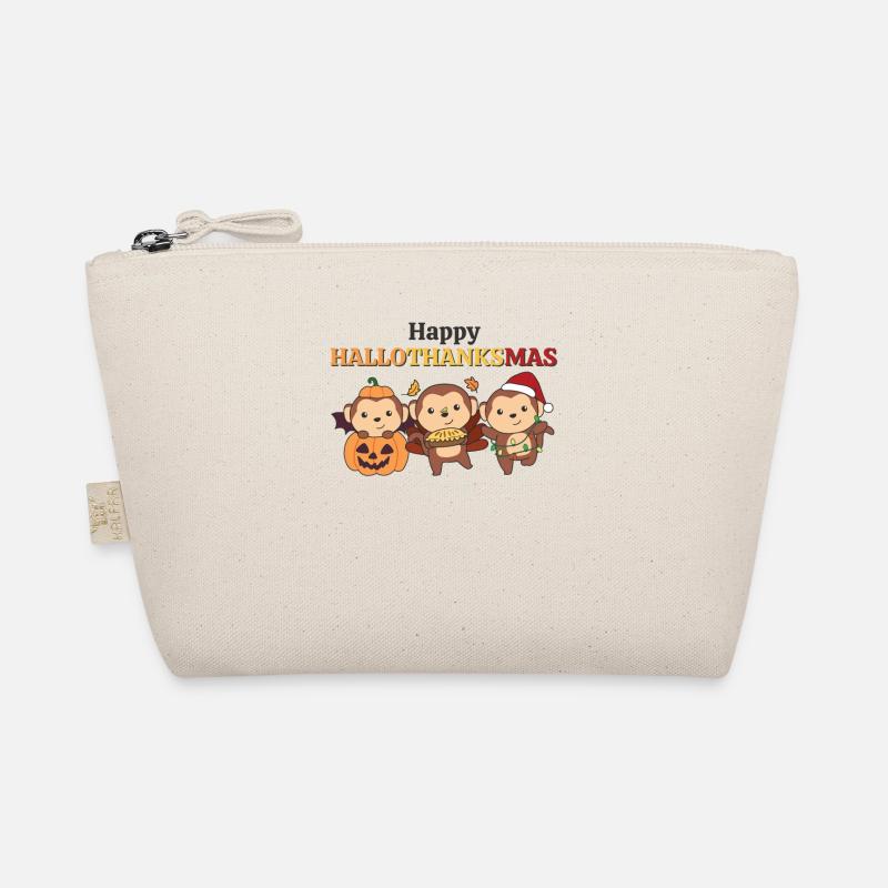 Happy Hallothanksmas Monkey Christmas Monkey Organic Pouch