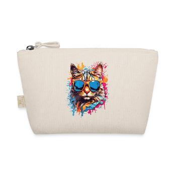 Coole Katze mit Sonnenbrille im Graffiti Look bunt - Bio-Täschchen - Natur - Vorne
