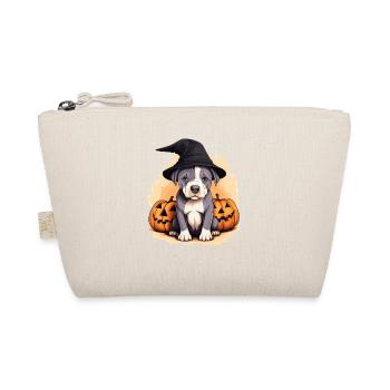 Halloween Witch Hat Pumpkin Dog American Staffie - Organic Pouch - nature - Front