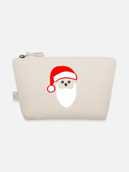 ENTZÜCKENDER MINIMALISTISCHER STILISIERTER WEIHNACHTSMANNKOPF - Bio-Täschchen - Natur - Vorne