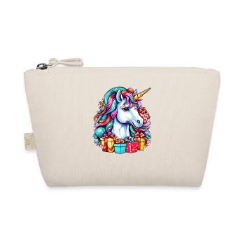 Cute Unicorn Style Christmas Design for Kids - Organic Pouch - nature - Front