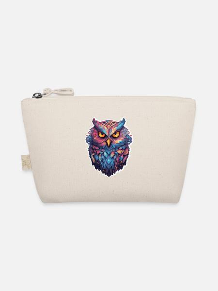 Luminous Nocturne: Holographic Owl Splendor - Organic Pouch - nature - Front