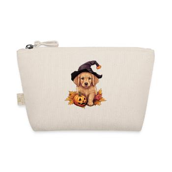 Halloween Witch Hat Pumpkin Dog Golden Retriver - Organic Pouch - nature - Front