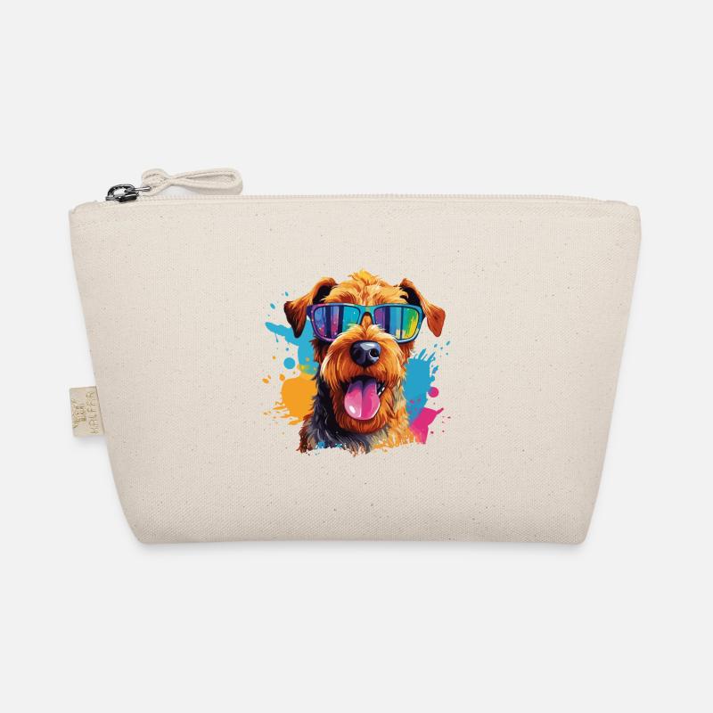Colorful Airedale Terrier Wearing Sunglasses Organic Pouch