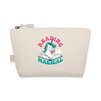 Reading is magical book lover unicorn teacher - Organic Pouch - nature - Front