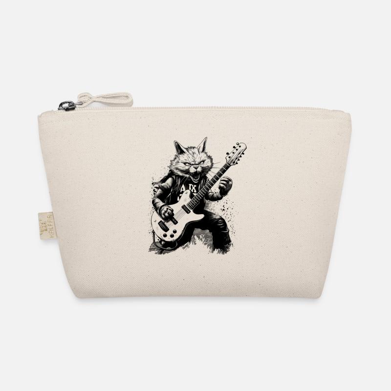 Katze mit Gitarre - Bio-Täschchen - Natur