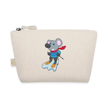 Mouse Skier Ski Winter Sports - Organic Pouch - nature - Front