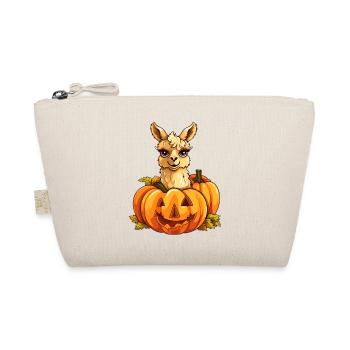 Llama Pumpkin Lazy Halloween Party Costume Kids - Organic Pouch - nature - Front