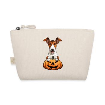 Fox Terrier Dog Pumpkin Lazy Halloween Party - Organic Pouch - nature - Front