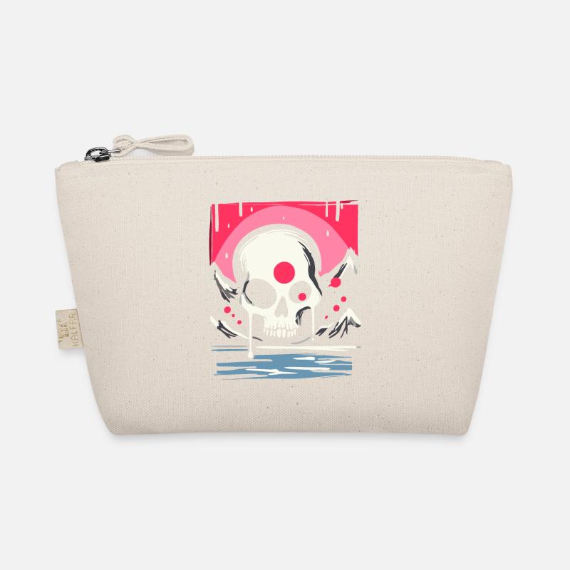 Japan's Red Sun: Pink Drops Skull Organic Pouch