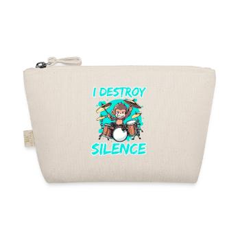 I Destroy Silence Affe Schlagzeug Trommeln - Bio-Täschchen - Natur - Vorne