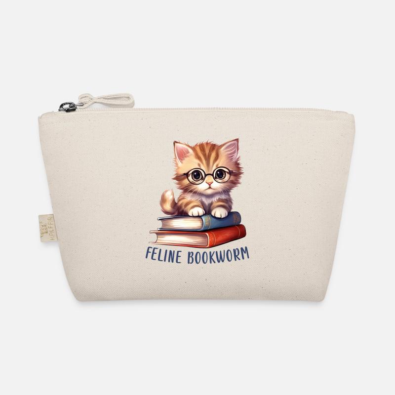 Feline Bookworm - Cute Books Reading Cat Organic Pouch