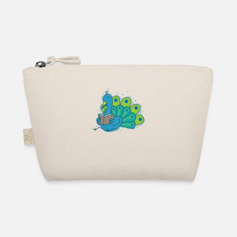 Pfau liest ein Buch Vogel Tier Federn Bio-Täschchen