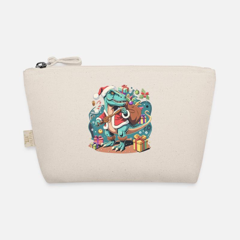 Dinosaur Trex Christmas - Organic Pouch - nature