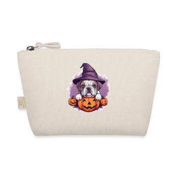 Halloween Witch Hat Pumpkin Dog Bulldog - Organic Pouch - nature - Front