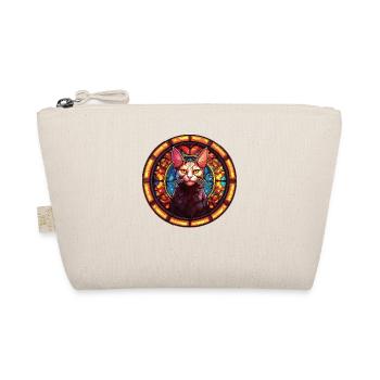 Glass Mosaic Cat Design - Unique Cat Art - Organic Pouch - nature - Front