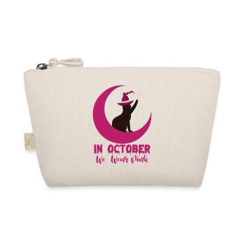 In October We Wear Pink Cat Breast Cancer Awarenes - Organic Pouch - nature - Front