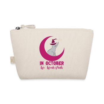 In October We Wear Pink Cat Breast Cancer Awarenes - Organic Pouch - nature - Front