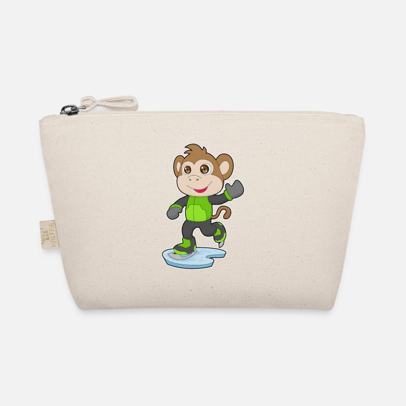 Affe Eislaufen Schlittschuhe Bio-Täschchen