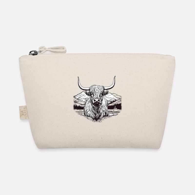Rustic Scottish Highland cow landscape and Organic Pouch
