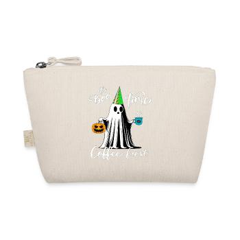 Fantôme avec tasse de café et citrouille célébrant Halloween - Trousse biologique - nature - Devant