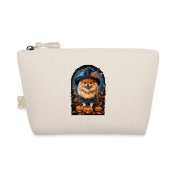 Pomeranian Mit Hexenhut Halloween Pomeranian - Bio-Täschchen - Natur - Vorne