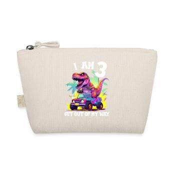 T-Rex Drives Monster Truck I'm 3rd Birthday - Organic Pouch - nature - Front