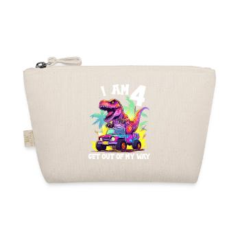 T-Rex Drives Monster Truck I'm 4th Birthday - Organic Pouch - nature - Front