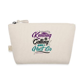 Knitting Is Calling And I Must Go - Bio-Täschchen - Natur - Vorne