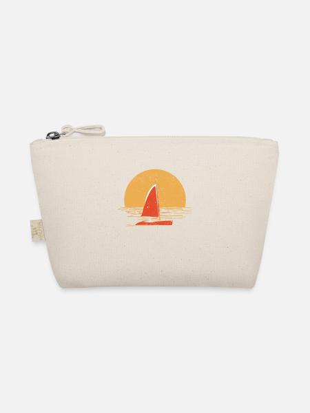 Vintage Segeln Sonnenuntergang Segelboot Ozean - Bio-Täschchen - Natur