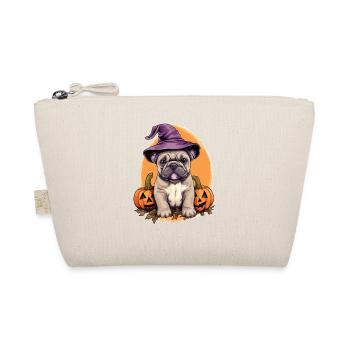 Halloween Witch Hat Pumpkin Dog Bulldog - Organic Pouch - nature - Front