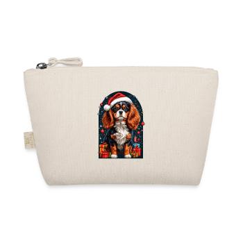 Funny Spaniel with Santa Claus Hat Xmas - Organic Pouch - nature - Front