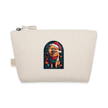 Funny Pomeranian With Santa Claus Hat Xmas - Organic Pouch - nature - Front