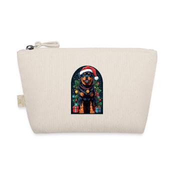 Funny Rottweiler With Santa Hat Xmas - Organic Pouch - nature - Front