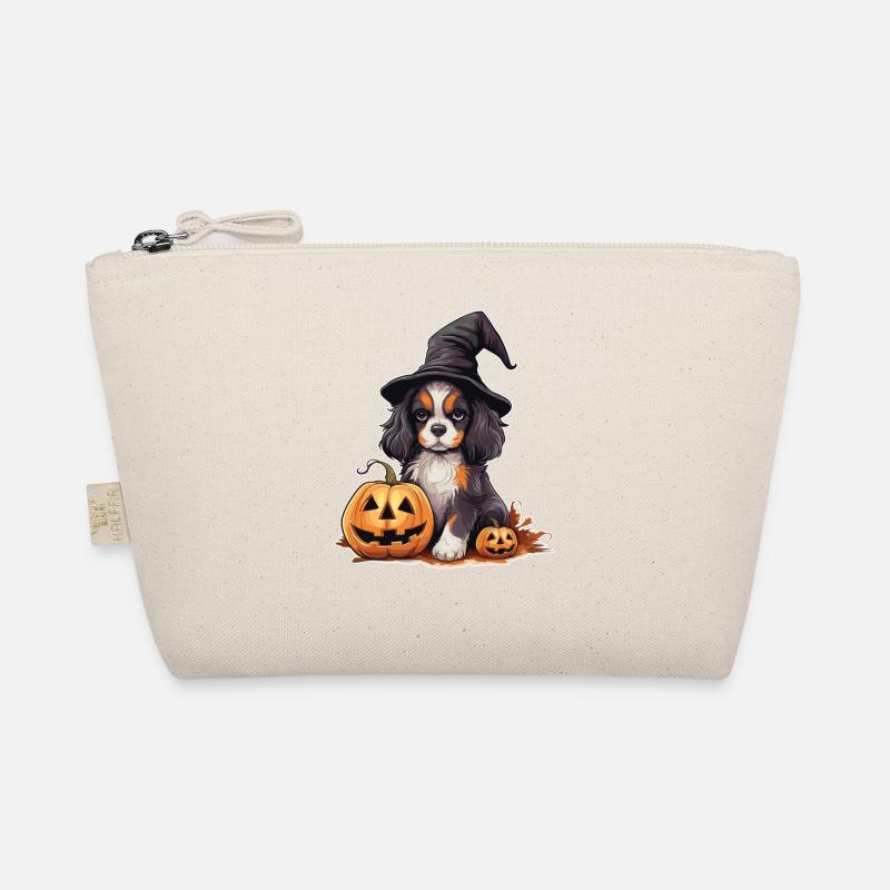 Halloween Witch Hat Pumpkin Dog Cavalier King Organic Pouch