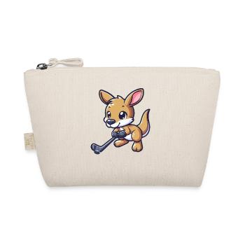 Kangaroo Ice Hockey Player - Funny Design - Organic Pouch - nature - Front