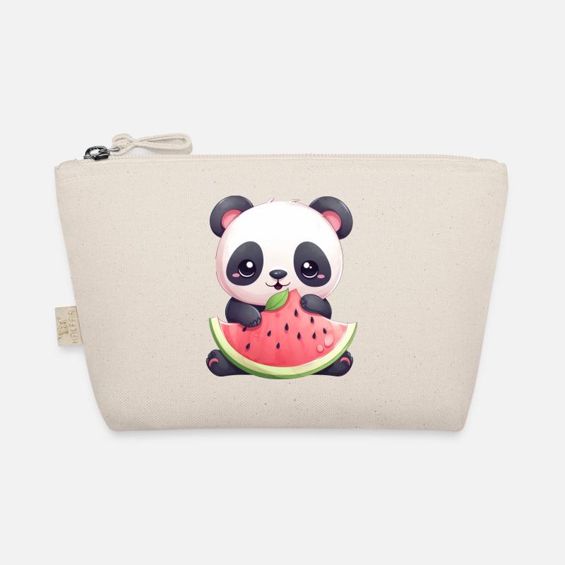 Süßer Panda isst Wassermelone Bio-Täschchen