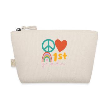 Peace Love First Grade 1st Day of School Cute - Organic Pouch - nature - Front