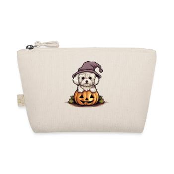 Halloween Witch Hat Pumpkin Dog Maltese - Organic Pouch - nature - Front